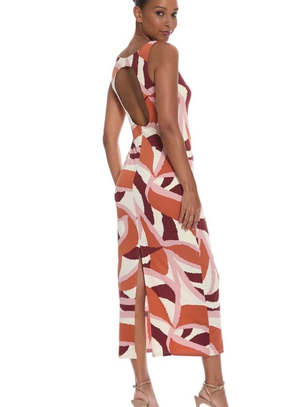 Donna Morgan Women's 14 Cream Cinabar Jeremy Open Back Midi Dress $118 Retail